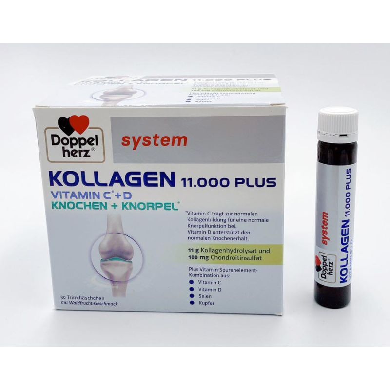 【因紙盒國際寄送有破損，價格已優惠，不介意者再下單】(回購第一名)多寶雙心Doppelherz 愛關素 膠原蛋白飲 葡萄糖胺 System Kollagen Plus 30支***超商最多3盒，超過分兩筆訂單或選宅配***