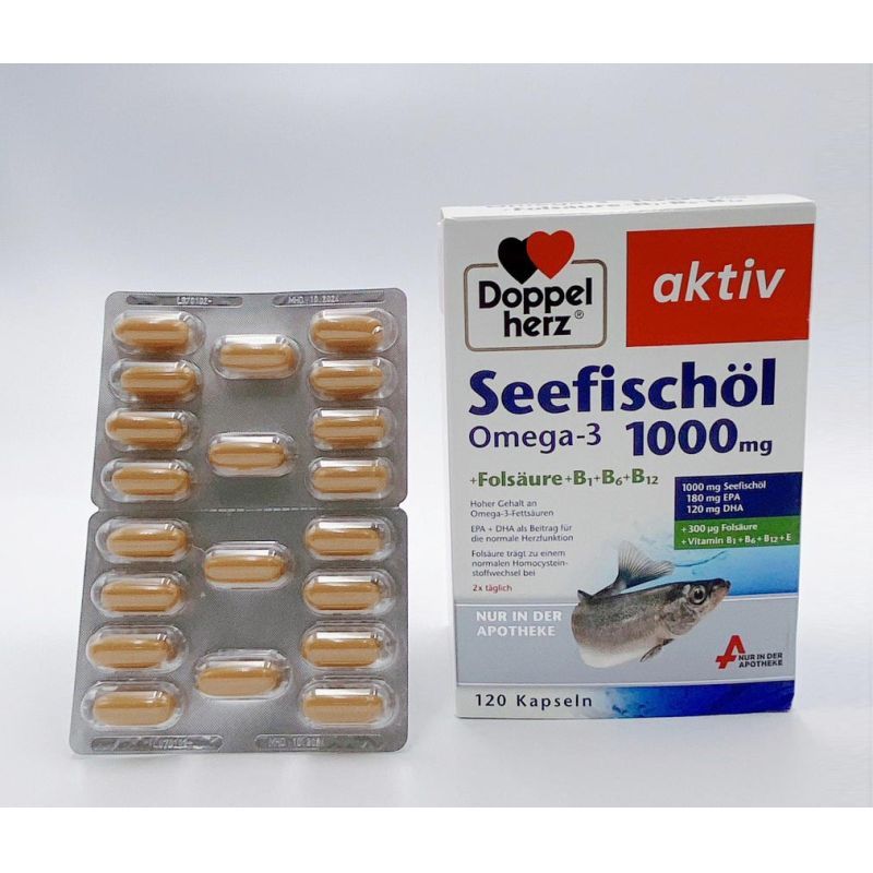 多寶雙心Doppelherz 魚油 Seefischoel Omega-3 1000 mg 120顆+葉酸 推薦魚油