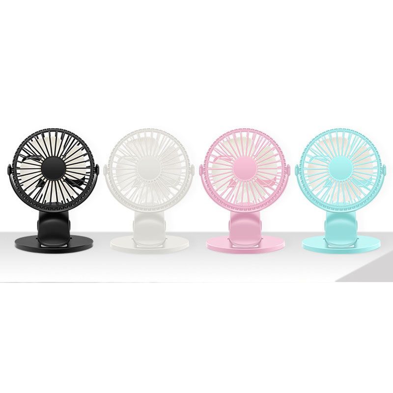 【黑白藍粉，顏色隨機，供貨充裕時可許願】夾式小風扇 嬰兒車推車風扇電扇 720度 迷你電扇 USB電風扇 夾扇 可換電池可站立，附電池