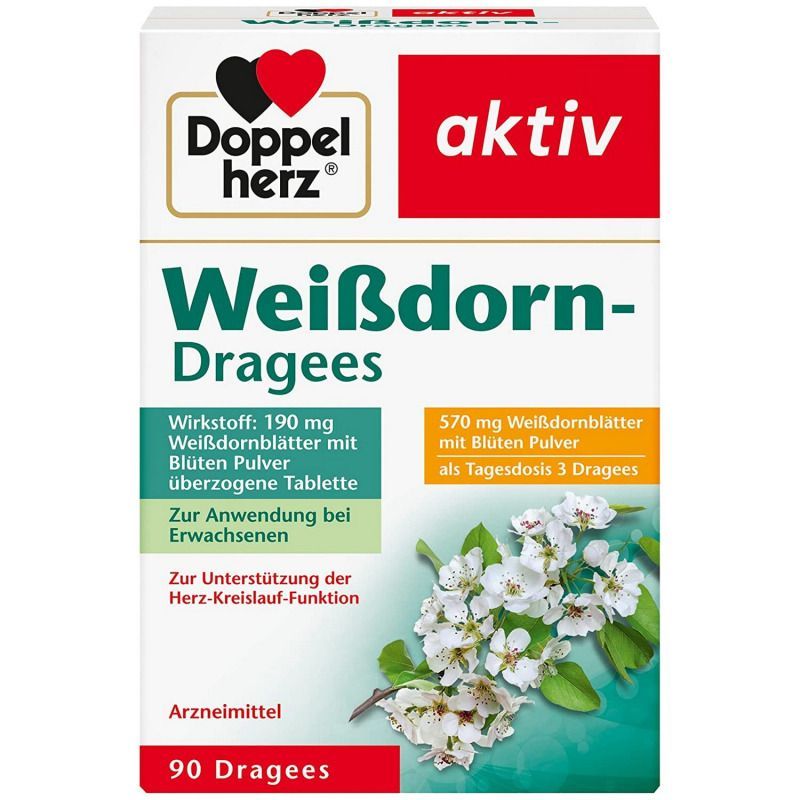 多寶雙心Doppelherz 山楂花植物精華提取物保護心臟糖衣片（90粒）