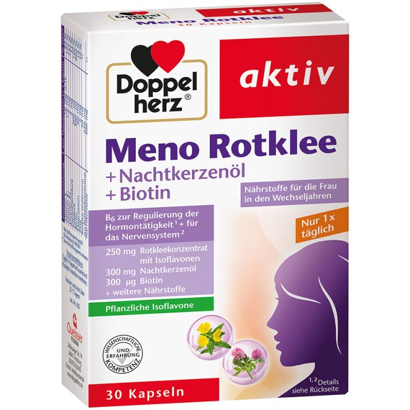 多寶雙心Doppelherz 熟齡女性維生素 月見草+紅三葉草+生物素膠囊  30粒