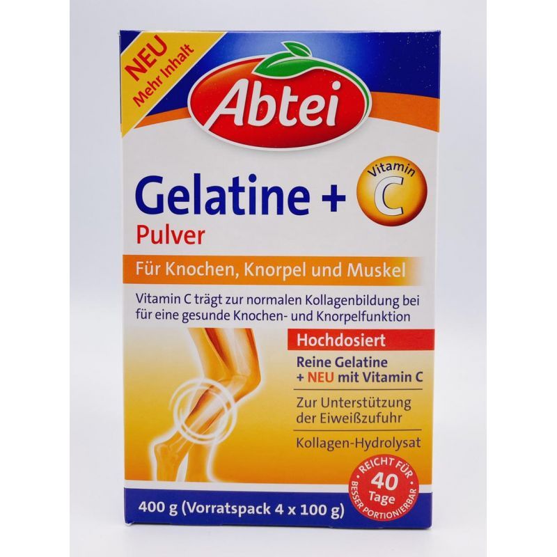 Abtei Gelatine Pulver 膝蓋關節 明膠粉 膠原蛋白粉加維他命C 大容量 400g