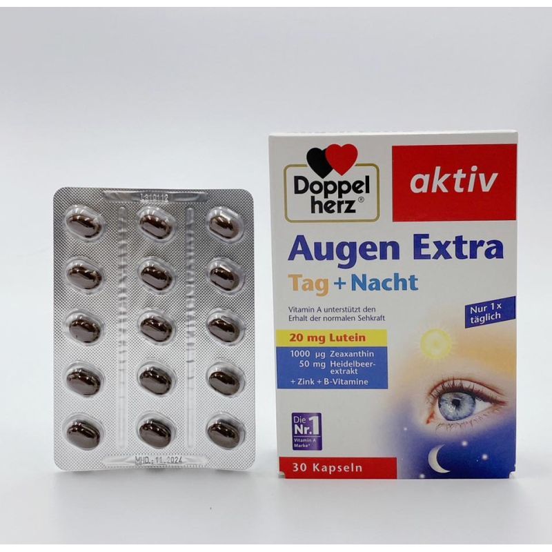 多寶雙心Doppelherz 日夜 加強版膠囊 葉黃素 Augen Extra Tag+ Nacht Kapseln 30顆