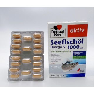 多寶雙心Doppelherz 魚油 Seefischoel Omega-3 1000 mg 120顆+葉酸 推薦魚油